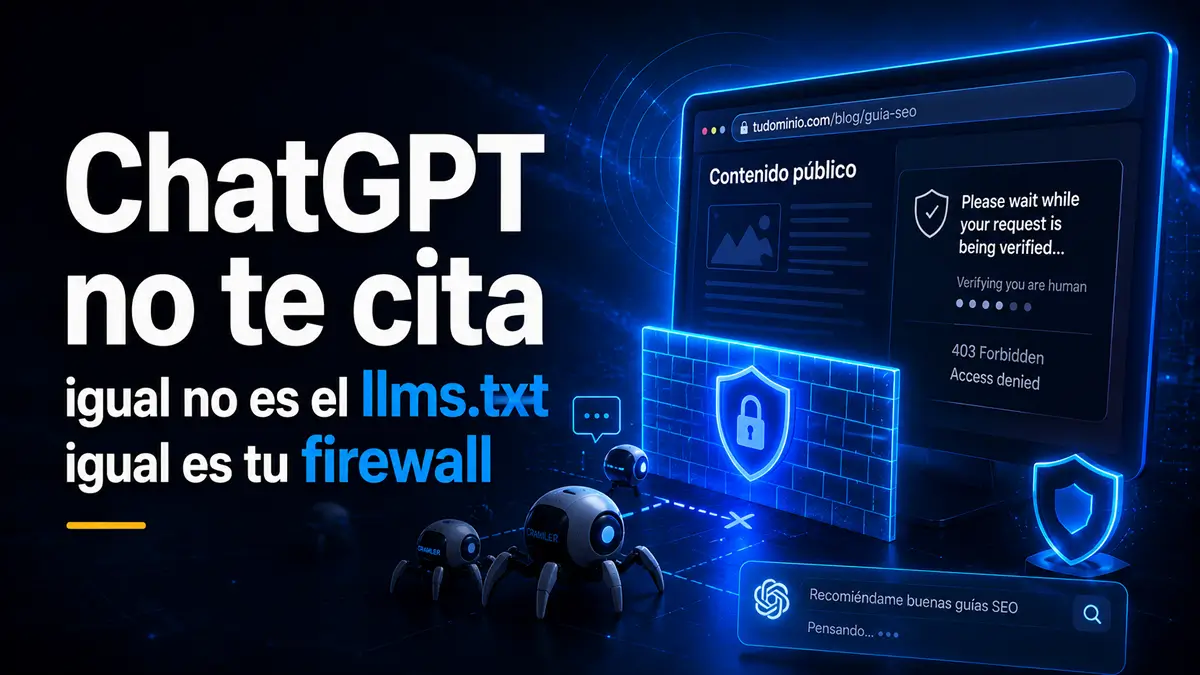 Firewall bloqueando a crawlers de IA que intentan leer una web para citarla en respuestas generativas